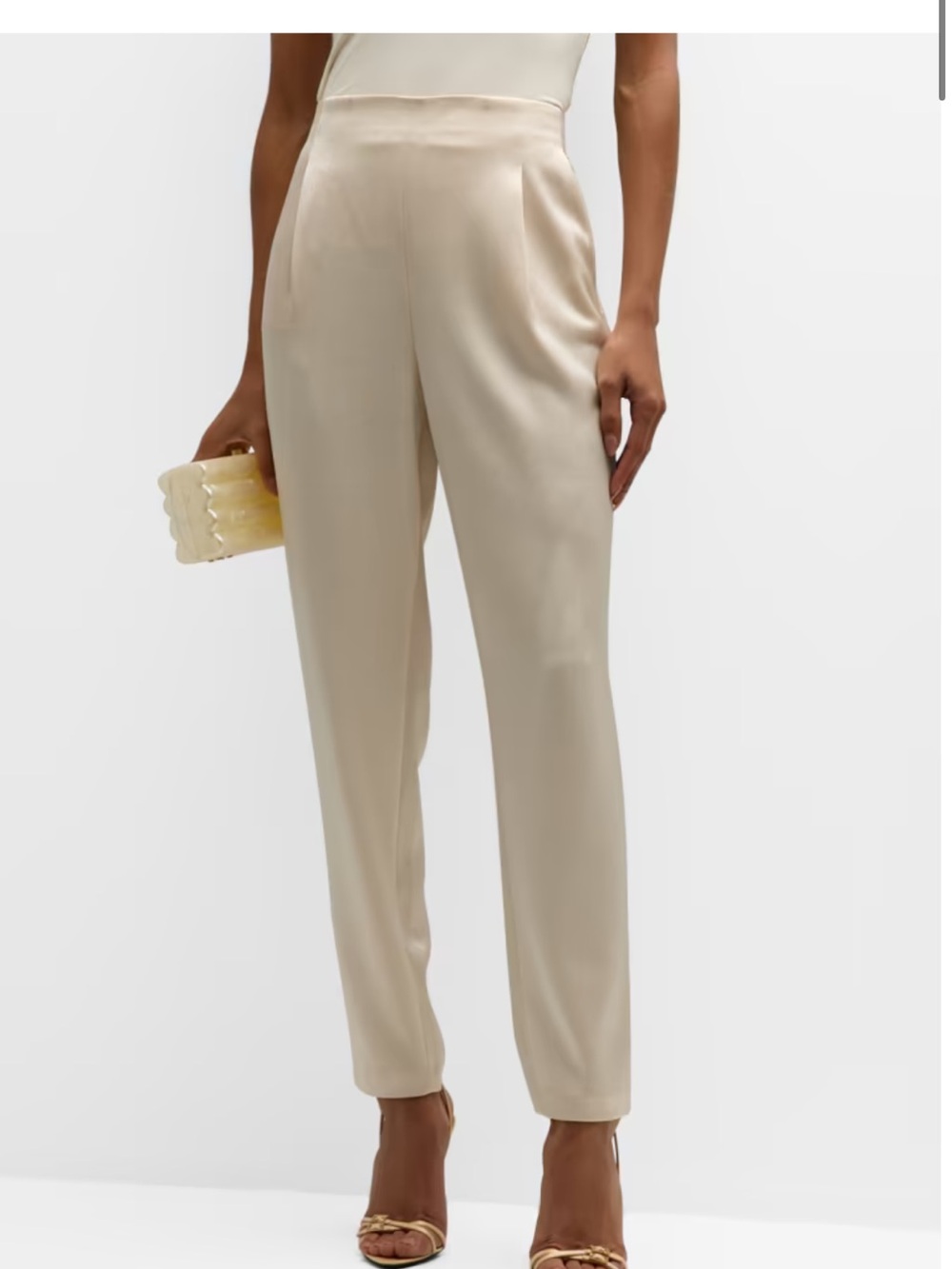 ALICE & OLIVIA Chic Satin Pleat Front Slimming Cocktail Ankle Pants 4 NWT $400!!